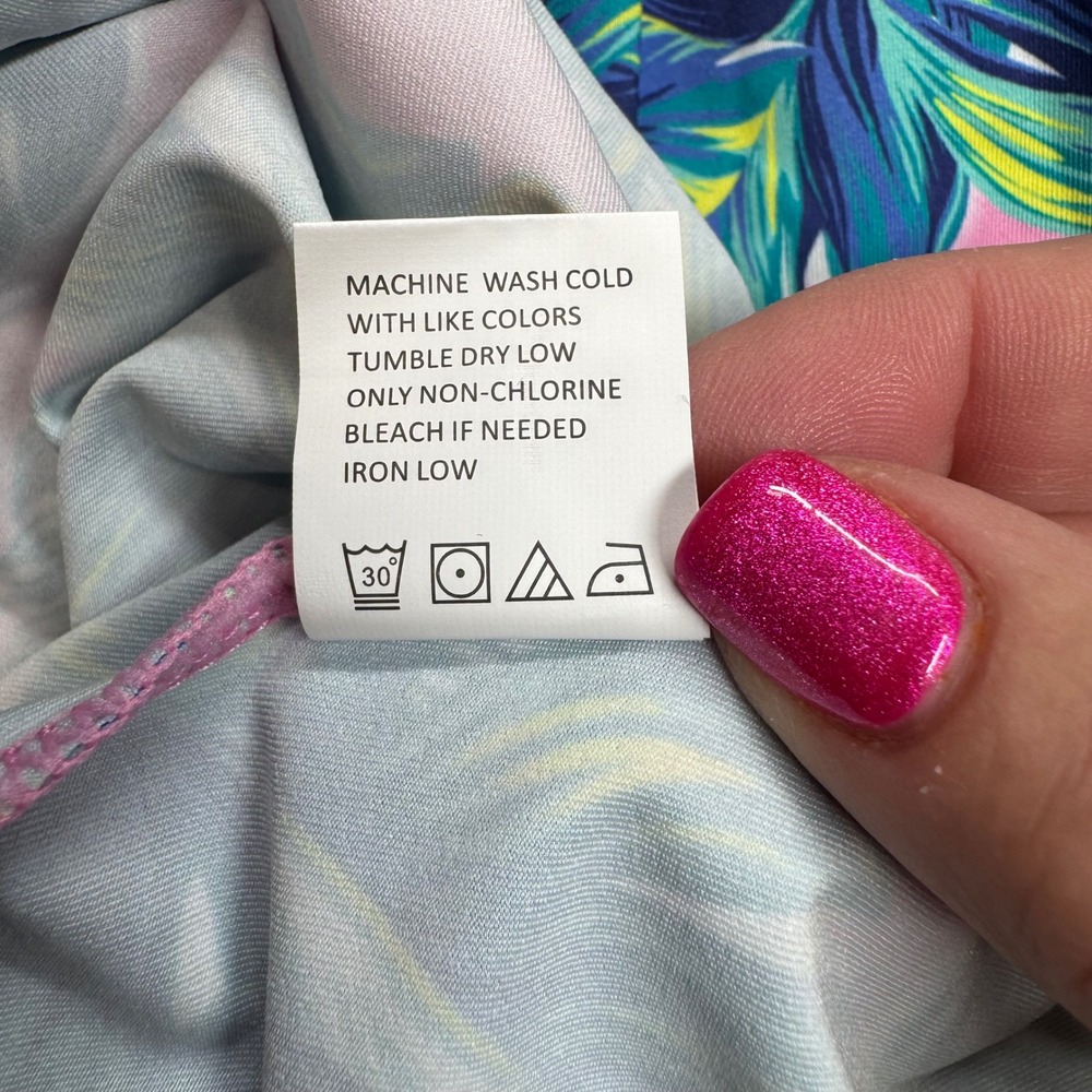 Tail Womens Tropical Leaf Quarter Zip Pickleball Golf Top Pink Teal Large - Picture 5 of 7